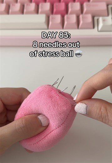 DAY 83: 8 needles out of stress ball 🪩 #relievestress #stressball #stressballs #stressreliever #satisfyingasmr