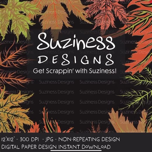 Autumn Leaves Border Digital DESIGN BUNDLE - 10 JPG - 12"x12" - Non-repeating - Downloadable Digital Scrapbook Paper - Etsy