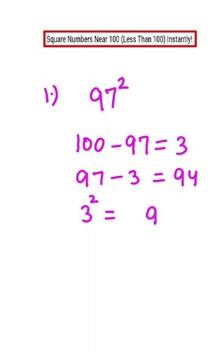 ⚡ Square Numbers Near 100 in 2 Seconds! | Math Trick for Fast Squares