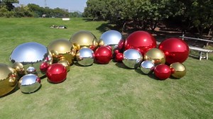 Blue Inflatable Mirror Ball 6pcs - Reusable Holiday Outdoor Balls Include Electric Pump, Reflective Hanging Big Ball Decor Bubble for Large Event Decoration, Party, Wedding