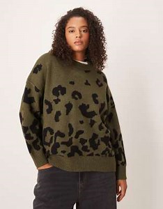 ASOS DESIGN Curve oversized jumper in leopard | ASOS