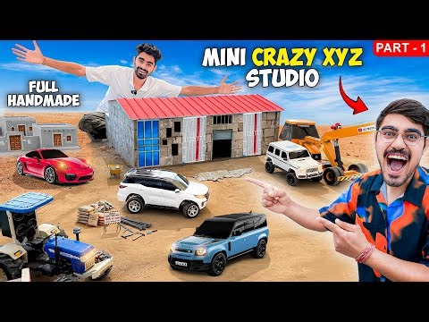 I Build a mini CRAZY XYZ Studio using mini bricks 🧱.Construction with Rc Vehicles ​@CrazyXYZ