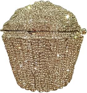 Women's Shoulder Handbags Crystal Cupcake Purse Evening Bag Luxury Purses and Handbags Cupcake Plush Purse Gold