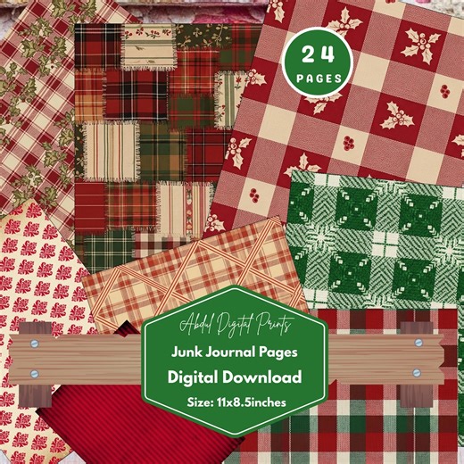 Holiday Distressed Papers: Vintage Christmas Scrapbook Backgrounds (PDF) - Etsy