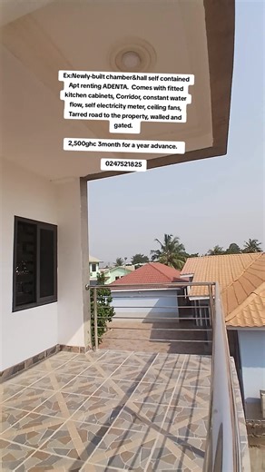 Ex:Newly-built chamber&hall self contained Apt renting ADENTA. Comes with fitted kitchen cabinets, Corridor, constant water flow, self electricity meter, ceiling fans, Tarred road to the property, walled and gated. 2,500ghc 3month for a year advance. 0247521825 #fyp #goviral #tiktokghana🇬🇭 #1millionviews #mcbarristerproperties