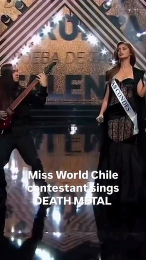 Get @reshare_app • @revolvermag 🤯 Miss World Chile contestant @ignacia.fdez sang death metal at the semifinal, earning a standing ovation and a spot among the top 20 in the final, which will be held this Sunday, November 9th. In addition to being a model, Fernández fronts the Chilean progressive death-metal band @decessus_official. | Lisa Holt