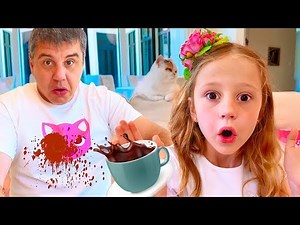 Nastya ingin menjadi putri yang baik untuk ayah dan merayakan Hari Ayah
