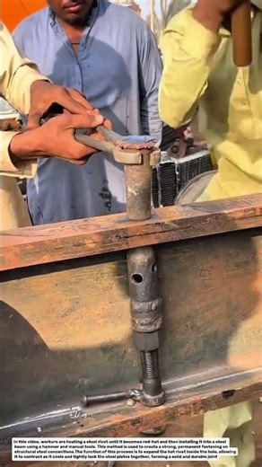Hot Rivet Installation on Steel Beam | Traditional Structural Fastening Technique.