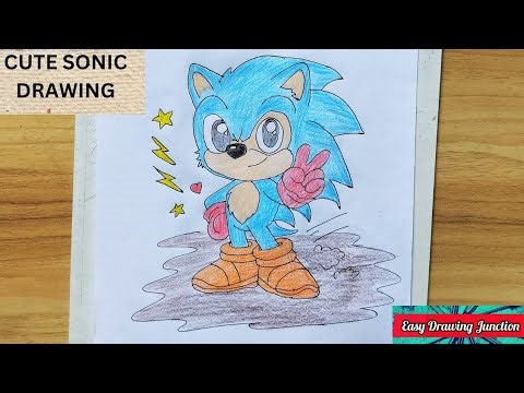 Cute Sonic the Hedgehog Drawing | Easy Cartoon Sonic Drawing Step by Step