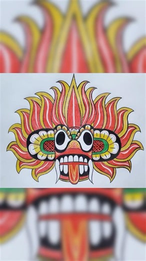 Ginidal Raksha Mask 🔥👹 | The Fire Demon of Sri Lanka – Omesha Chethiya #art