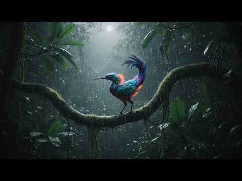 Midnight Jungle Mystery: Borneo's 'Alien' Bird Dance & Heavy Rain Ambience For Deep Focus [4K]