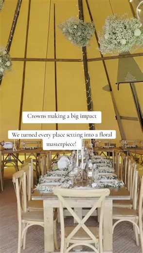 Each plate got its own hand-crafted flower crown! Creating these delicate details in a dreamy tipi 🤍 From seasonal blooms to natural designs, we love bringing weddings to life across the Lake District and Ribble Valley. #LakeDistrictFlorist #RibbleValleyFlorist #WeddingFlowers #FlowerCrowns #weddingflorist