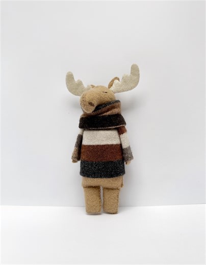 Felt Moose Stuffed Animal, Striped Turtleneck, Collectible Woodland Toy - Etsy
