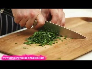 Chopping a bunch of fresh herbs - Jamie Oliver's Home Cooking Skills