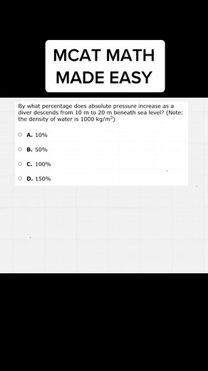 MCAT Physics: Absolute Pressure Increase Calculation Explained