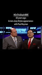 “Oh my God!” A rare appearance from the voice of ECW, Joey Styles to promote a live show about everything Extreme on the WWE Network... ...only to be interrupted by Paul Heyman That look Heyman gives Joey... 😂 #onthisdayinwwe | On This Day in WWE