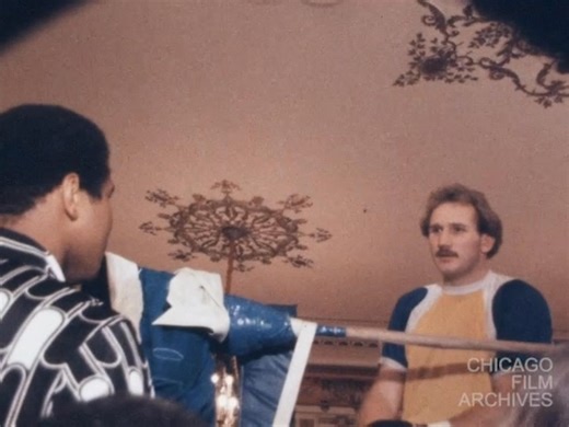 Unedited 16mm television film footage of two boxing matches set up in...