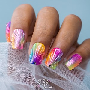 🌈✨Trending Colorful 3D Nails Art Tutorial For Summer day #natdenail #unas #summernailart #3dnailart | Nat de Nail