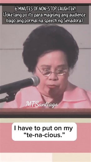 GOOD VIBES na naman po! 🥰🤣 MIRIAM JOKES para pantanggal-stress. The late Sen. Miriam Defensor Santiago and her mother, Dean Dimpna Palma Defensor, were teachers themselves, so these jokes were never meant to insult our respected instructors. They were shared to honor them and make them laugh—especially since the speech was delivered during World Teachers’ Day in a school attended by teachers, students and parents 🙏❤️ #RememberingMiriam #miriam #MiriamDefensorSantiago #IronLadyOfAsia #MiriamLe