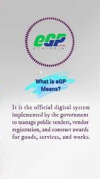 Introduction to the eGP Platform#ጨረታ #BID #tenders #EGP #egp #eGP #habesha #procurement #tech #bid