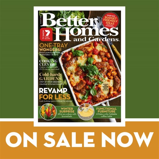 The August issue of Better Homes and Gardens is here! Serve up fam-friendly tray bakes, dumplings and meatballs that are big on flavour, low on cost. Make the most of your deco dollar with hacks for every room, tricks with textured paint and DIY multi-tasking tables. Plus, check out affordable ways to replace your old lino with fab, new timber flooring options. And make over your winter garden without a total redesign. This issue is all about real ways to create your dream home. Enjoy! Cover cre
