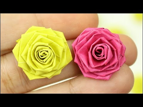 HOW TO MAKE CUTE ROSE IN JUST 2 MINUTES / MINI PAPER ROSES / EASY PAPER FLOWERS / ORIGAMI ROSE CRAFT