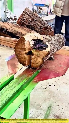 Split Logs Very Quickly: Industrial Wood Splitter #workers #woodworking#machine #job