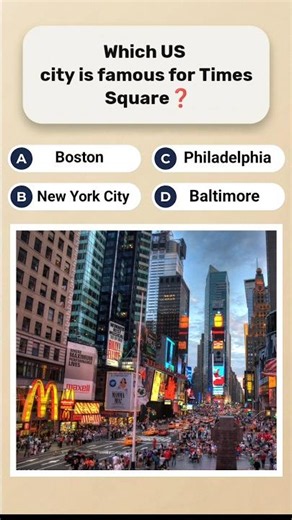 Which US city is famous for Times Square #shorts #quiz #shortfeed #America #USA