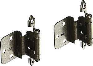 3/8in (10 mm) Inset Self-Closing, Face Mount Weathered Nickel Hinge - 2 Pack