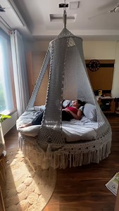 ✨ Meet the Moonlight Swing — big, comfy, handmade & oh-so-trendy 💫🛋️ Get yours, Dm us @myswingsagaa Contact us at: 91-8287901427 Visit us at: www.swingsaga.com (How to hang a swing, swing bed, bed swing, swing bed for adults and kids, diy ,moonlight bed swing ) Delivery All across India & Worldwide 🌍 #macrame #viralreels #bohostyle #boho #karnataka #andhrapradesh #chennai #tamilnadu #hyderabad #viralvideos #viralreels #lushluxe #macramecushion #sameasthepicture #WowSwing #MoonlightVibes #reei