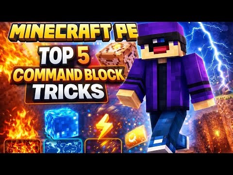 Minecraft PE Top 5 Command Block Tricks | Fire, Water, Lightning & Auto Mine