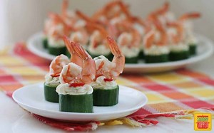 Cucumber Canapes with Shrimp #SundaySupper