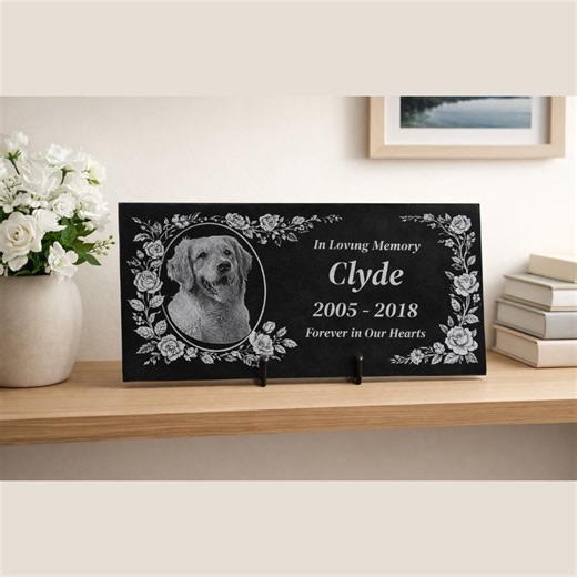 Personalized Pet Memorial Stone – Custom Engraved Black Granite Dog Plaque With Stand - Etsy