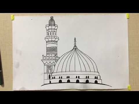 Drawing Beautiful Roza Of Prophet Hazrat Muhammad (S.A.W) | Easy drawing tutorial | drawing & Art