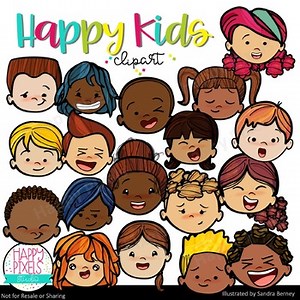 Feelings - Emotions Clipart for Teachers - Happy Friends Clipart - Diverse Faces