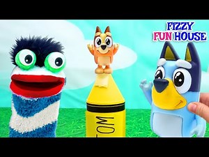 Fizzy, Bluey and Bingo Explore Colorful Slime Crayons | FunVideos For Kids