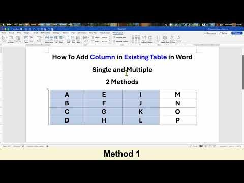 How to add Column In Existing Table In Word