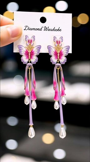 Butterfly long dangles earrings ❤ #earrings