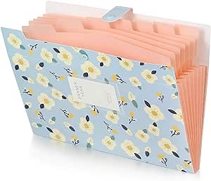 Expanding File Folders Letter-Size - Floral Printed File Pockets with 8 Pockets