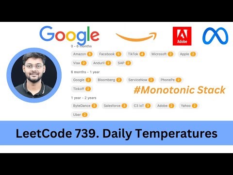 Solving LeetCode 739 Daily Temperatures | Monotonic Stack | O(N) | Amazon | Google | Microsoft