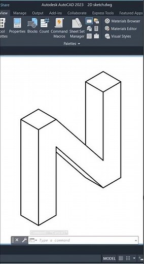 Isometric Alphabet Drawing – N | 3D Letter N in AutoCAD (A to Z Isometric Series) #alphabet #drawing