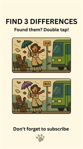 Spot 3 Differences in This Windy Bus Stop Puzzle!