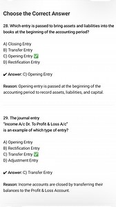 Many students get confused between Opening Entry and Closing / Transfer Entry 🤔 This reel clearly explains: ✔️ What is an Opening Entry (Beginning of business books) ✔️ Why Income A/c → Profit & Loss A/c is a Transfer Entry ✔️ Why textbooks mention Closing Entry but exams expect Transfer Entry ✔️ CA / University / Board exam-safe explanation 📌 Watch till the end to avoid common exam mistakes in accounting. 📘 Presented by Accounts Classes by Karthick Balaraman #AccountingBasics #OpeningEntry #