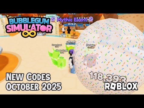 Roblox Bubble Gum Simulator Infinity New Codes October 2025