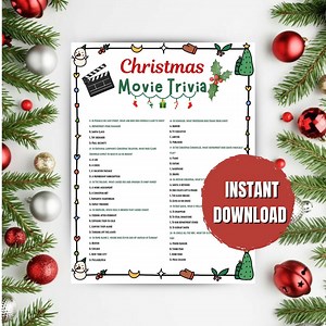 Christmas Movie Trivia Game Printable | Holiday Movie Trivia Quiz | Christmas Party Game for Family and Friends | Office Christmas Party - Etsy