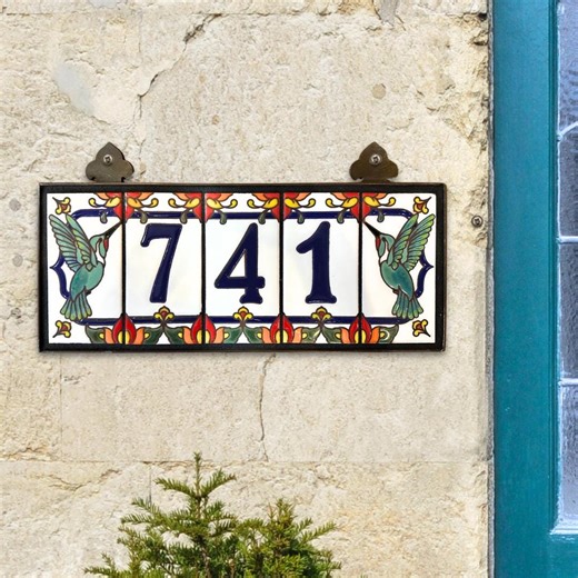 Hummingbird Tile Address Sign: Custom Talavera House Numbers - Etsy