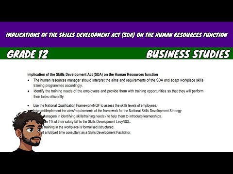 Implications of the Skills Development Act SDA on the Human Resources Function | Grade 12 BS