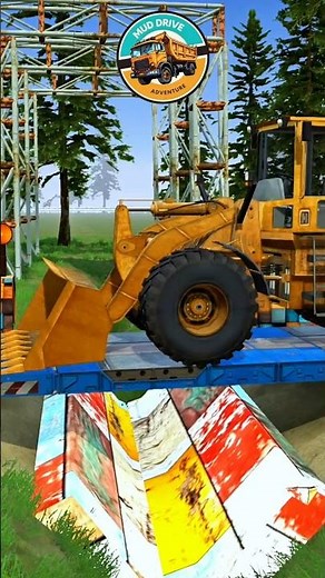 TOO HEAVY?! Red Flatbed Truck Pulls a Bulldozer Trailer Over Reverse Speed Bumps!