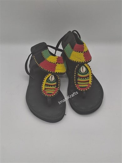 Handmade African Beaded Sandals With Cowrie Shell, Leather Thong Sandals, Women’s Flat Shoes - Etsy
