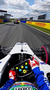 Professional racing driver navigating Formula 1 circuit from cockpit view, maneuvering challenging turns while pursuing competitor across high speed racetrack | Premium Stock Video Footage